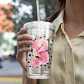 Moderne exotische roze Waterverf Flamingo & Stippe Acryl Drinkbeker