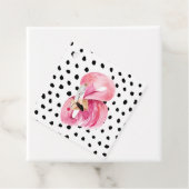 Moderne exotische roze Waterverf Flamingo & Stippe Bedankjes Labels (In situ)