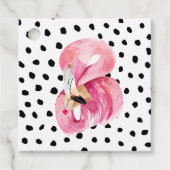 Moderne exotische roze Waterverf Flamingo & Stippe Bedankjes Labels (Voorkant)