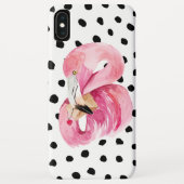 Moderne exotische roze Waterverf Flamingo & Stippe Case-Mate iPhone Case (Achterkant)
