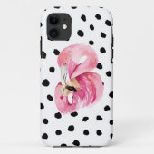 Moderne exotische roze Waterverf Flamingo & Stippe Case-Mate iPhone Case (Achterkant)