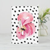 Moderne exotische roze Waterverf Flamingo & Stippe Feestdagenkaart (Staand voorkant)