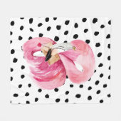 Moderne exotische roze Waterverf Flamingo & Stippe Fleece Deken (Voorkant (Horizontaal))
