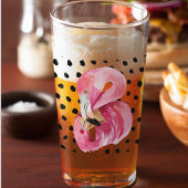 Moderne exotische roze Waterverf Flamingo & Stippe Glas