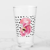 Moderne exotische roze Waterverf Flamingo & Stippe Glas (Voorkant)