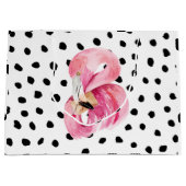 Moderne exotische roze Waterverf Flamingo & Stippe Groot Cadeauzakje (Voorkant)