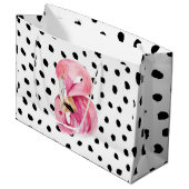 Moderne exotische roze Waterverf Flamingo & Stippe Groot Cadeauzakje (Voorkant Gekanteld)