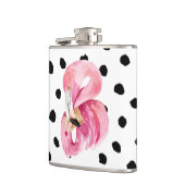 Moderne exotische roze Waterverf Flamingo & Stippe Heupfles (Links)
