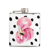 Moderne exotische roze Waterverf Flamingo & Stippe Heupfles (Voorkant)