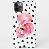 Moderne exotische roze Waterverf Flamingo & Stippe iPhone Hoesje (Achterkant)