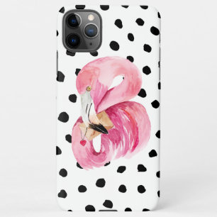 Moderne exotische roze Waterverf Flamingo & Stippe iPhone 11Pro Max Hoesje