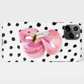 Moderne exotische roze Waterverf Flamingo & Stippe iPhone Hoesje (Achterkant horizontaal)