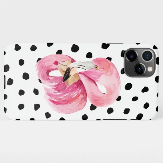 Moderne exotische roze Waterverf Flamingo & Stippe iPhone Hoesje (Achterkant horizontaal)