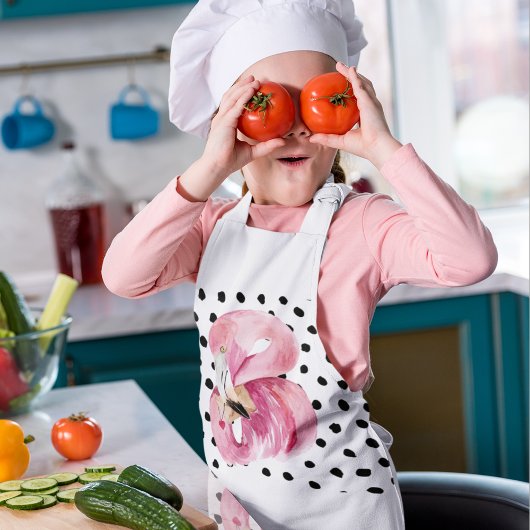 Moderne exotische roze Waterverf Flamingo & Stippe Kinder Schort