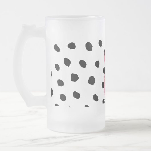 Moderne exotische roze Waterverf Flamingo & Stippe Matglas Bierpul (Links)