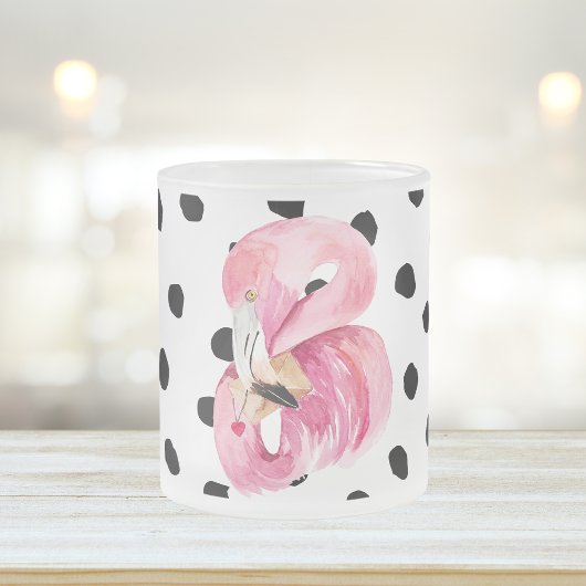 Moderne exotische roze Waterverf Flamingo & Stippe Matglas Koffiemok