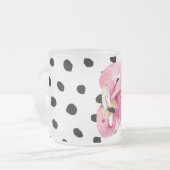 Moderne exotische roze Waterverf Flamingo & Stippe Matglas Koffiemok (Voorkant links)