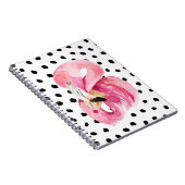 Moderne exotische roze Waterverf Flamingo & Stippe Notitieboek (Rechterzijde)