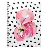 Moderne exotische roze Waterverf Flamingo & Stippe Notitieboek (Voorkant)