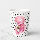 Moderne exotische roze Waterverf Flamingo & Stippe Papieren Bekers (Voorkant)