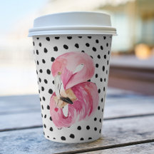 Moderne exotische roze Waterverf Flamingo & Stippe