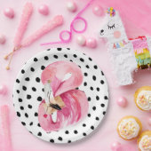 Moderne exotische roze Waterverf Flamingo & Stippe Papieren Bordje (Feest)