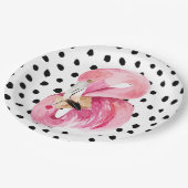 Moderne exotische roze Waterverf Flamingo & Stippe Papieren Bordje (Gekanteld)