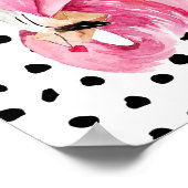 Moderne exotische roze Waterverf Flamingo & Stippe Poster (Hoek)
