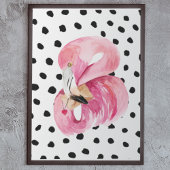Moderne exotische roze Waterverf Flamingo & Stippe Poster