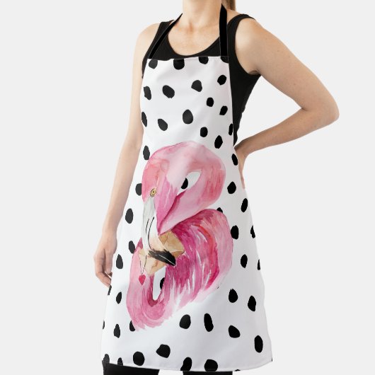 Moderne exotische roze Waterverf Flamingo & Stippe Schort (Insitu)