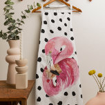 Moderne exotische roze Waterverf Flamingo & Stippe Schort<br><div class="desc">Moderne exotische roze Waterverf Flamingo & Stippen</div>