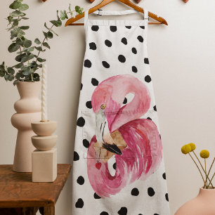 Moderne exotische roze Waterverf Flamingo & Stippe Schort