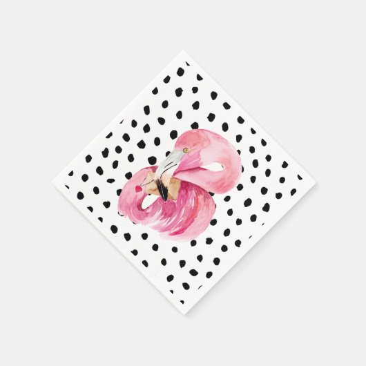 Moderne exotische roze Waterverf Flamingo & Stippe Servet (Hoek)