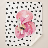 Moderne exotische roze Waterverf Flamingo & Stippe Sherpa Deken (Voorkant)