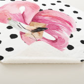 Moderne exotische roze Waterverf Flamingo & Stippe Sherpa Deken (3/4)