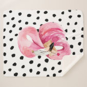 Moderne exotische roze Waterverf Flamingo & Stippe Sherpa Deken (Voorkant (horizontaal))