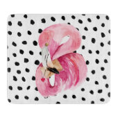 Moderne exotische roze Waterverf Flamingo & Stippe Snijplank (Voorkant)