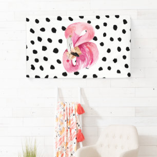 Moderne exotische roze Waterverf Flamingo & Stippe Spandoek