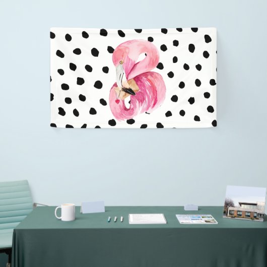 Moderne exotische roze Waterverf Flamingo & Stippe Spandoek (Beurs)