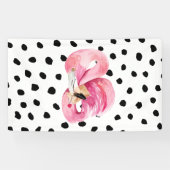 Moderne exotische roze Waterverf Flamingo & Stippe Spandoek (Horizontaal)