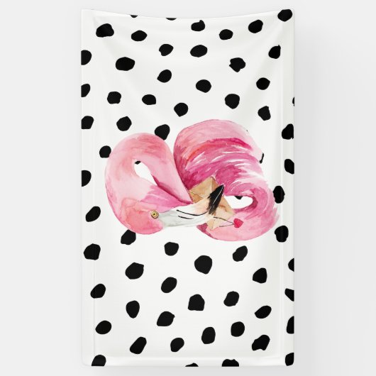 Moderne exotische roze Waterverf Flamingo & Stippe Spandoek (Verticaal)