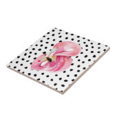 Moderne exotische roze Waterverf Flamingo & Stippe Tegeltje (Zijkant)