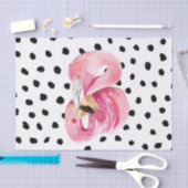 Moderne exotische roze Waterverf Flamingo & Stippe Tissuepapier (Craft)