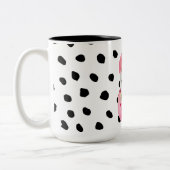 Moderne exotische roze Waterverf Flamingo & Stippe Tweekleurige Koffiemok (Links)