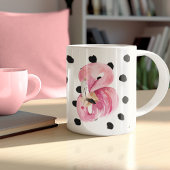 Moderne exotische roze Waterverf Flamingo & Stippe Tweekleurige Koffiemok