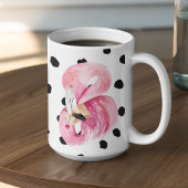 Moderne exotische roze Waterverf Flamingo & Stippe Tweekleurige Koffiemok