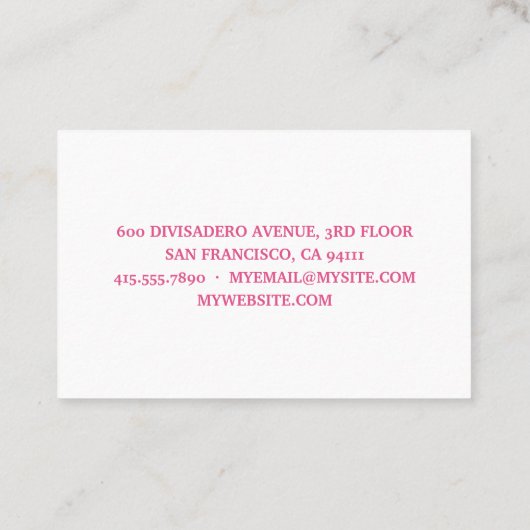 Moderne exotische roze Waterverf Flamingo & Stippe Visitekaartje (Achterkant)