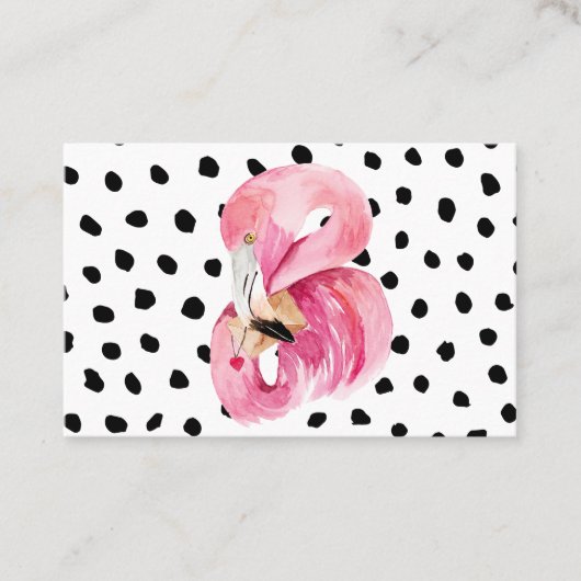 Moderne exotische roze Waterverf Flamingo & Stippe Visitekaartje (Voorkant)