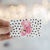 Moderne exotische roze Waterverf Flamingo & Stippe Visitekaartje