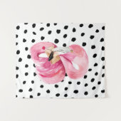 Moderne exotische roze Waterverf Flamingo & Stippe Wandkleed (Voorkant (horizontaal))